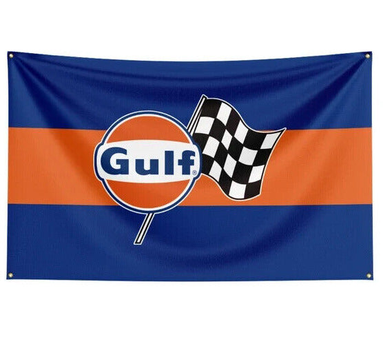 Gulf Oil Blue & Orange Checkered Flag Racing Flag Banner 3 ft x 5 ft NEW! Home & Garden:Yard, Garden & Outdoor Living:Décor:Flags Cozy Home Treasures